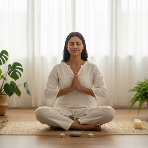 a girl doing meditation