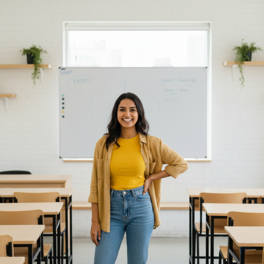 a girl posing in classroom