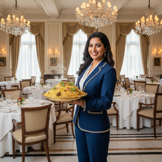 girl serving to people